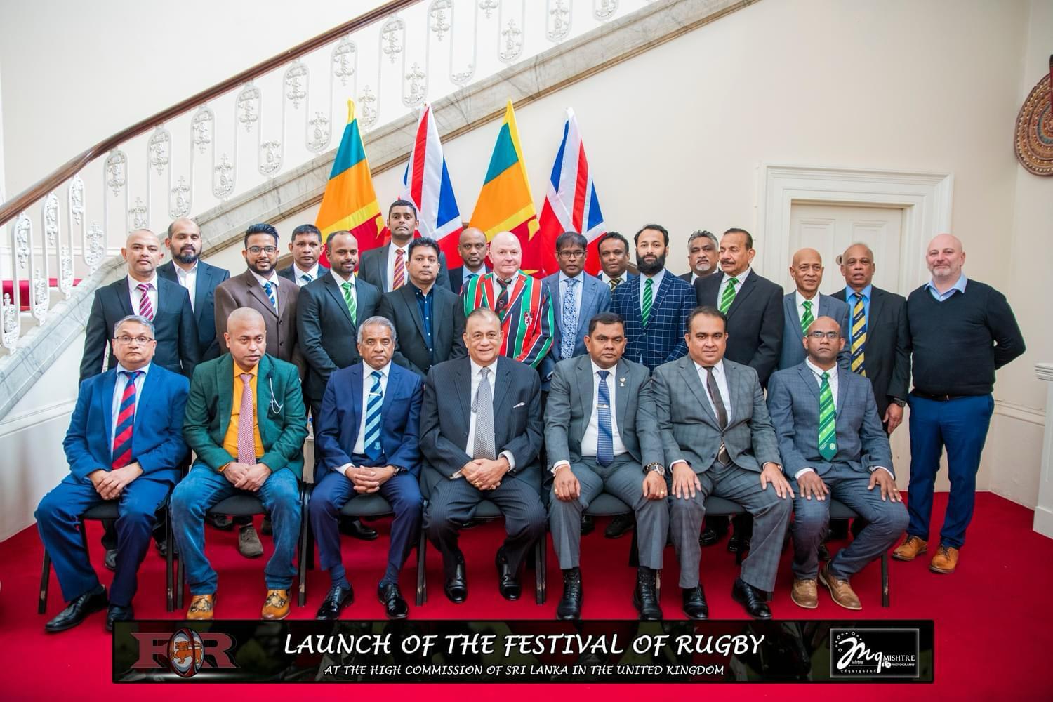Launch of The Festival of Rugby group photo at the High Commission of Sri Lanka in the United Kingdom